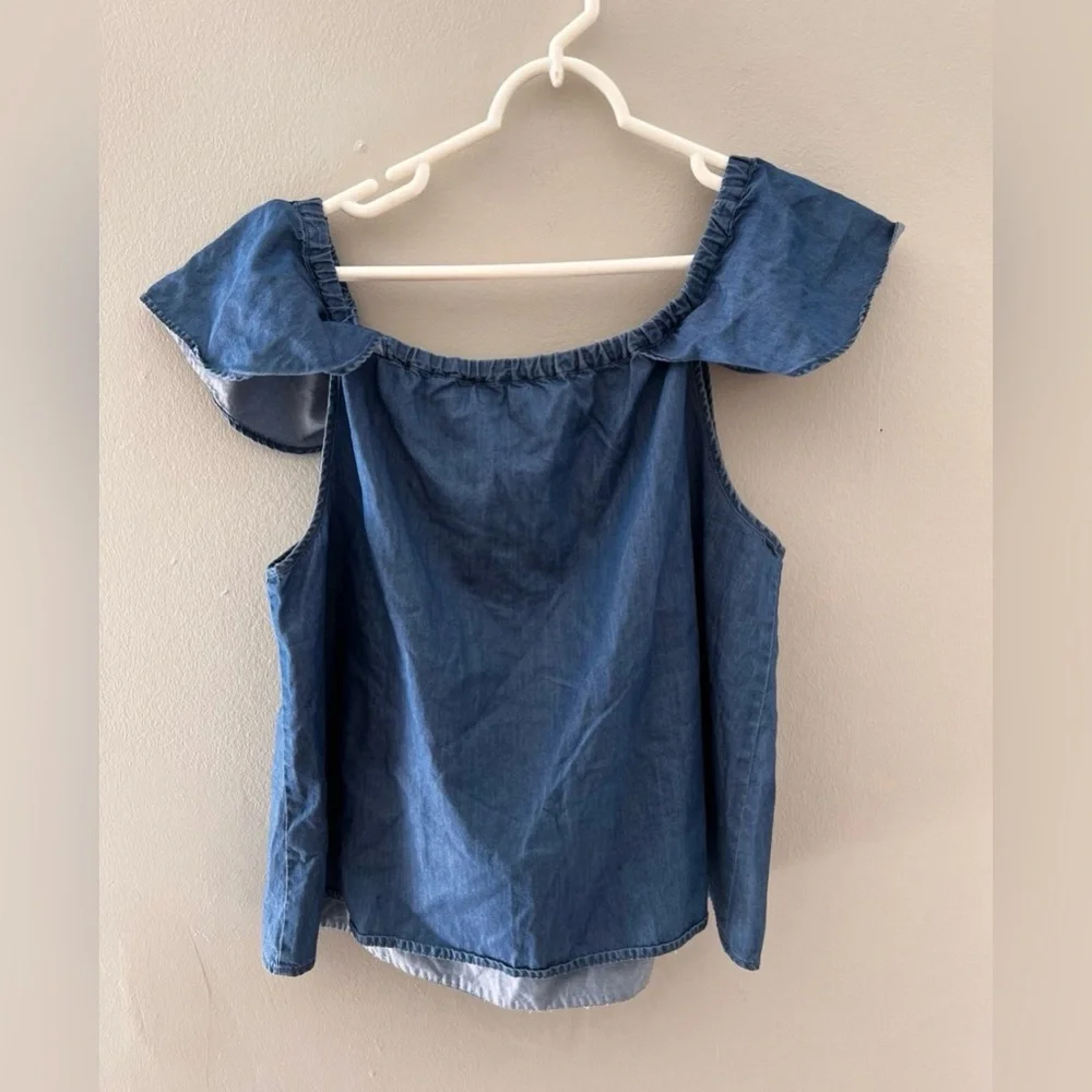 J.crew Chambray Off Shoulder Top Blue Blouse Size Large  Denim Size Large - Picture 5 of 5